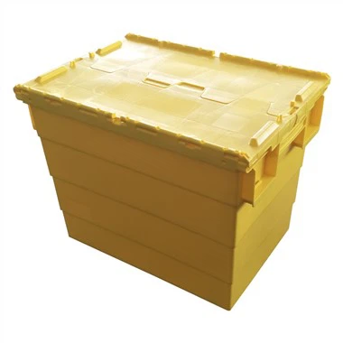 Contenedor de distribución con tapa con bisagras