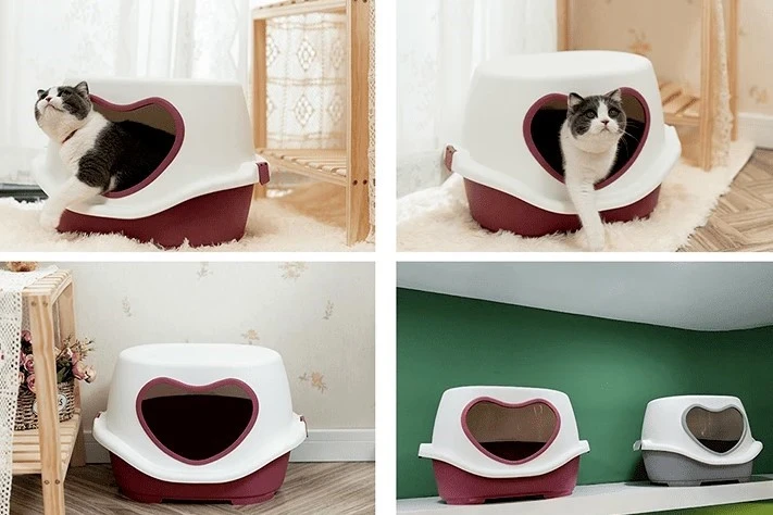 Hooded Enclosed Heart-Shaped Entry Cat Litter Box Hooded Enclosed Heart-Shaped Entry Cat Litter Box