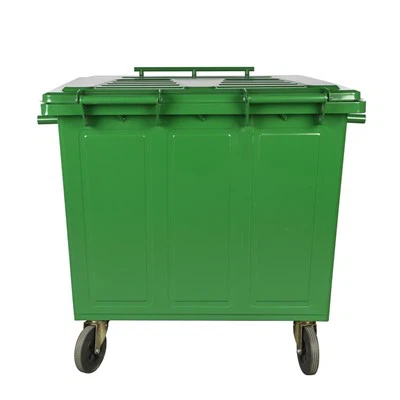 Papelera de exterior de acero galvanizado 660L con tapa