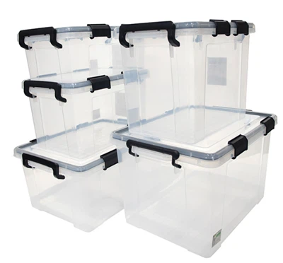 Contenedores de almacenamiento transparentes en contenedores y cajas de plástico