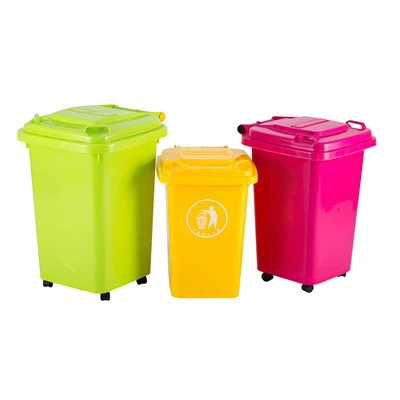 Contenedor de basura móvil colorido de HDPE