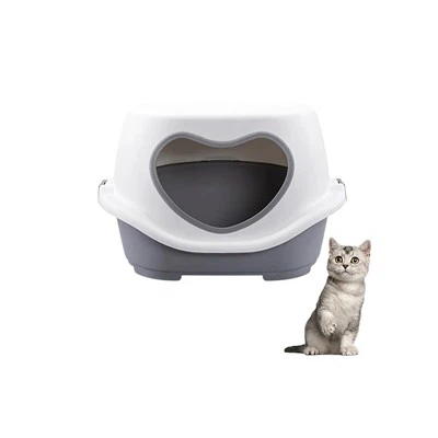 Caja de arena para gatos con entrada en forma de corazón-cerrada y con capucha